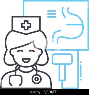 gastroenterologist line icon, outline symbol, vector illustration, concept sign Stock Vector