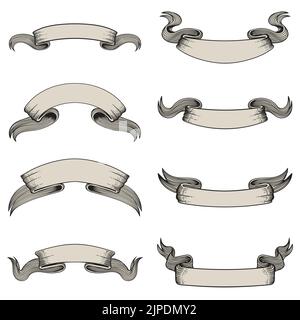 Ribbons vintage hand drawn banner vector illustration Stock Vector