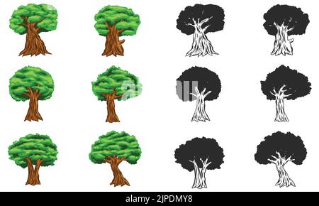 Tree set collection vector illustration Stock Vector
