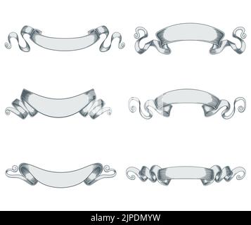 Ribbons vintage hand drawn label and banner vector illustration Stock Vector