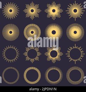 Abstract Sunburst vintage set collection vector Stock Vector