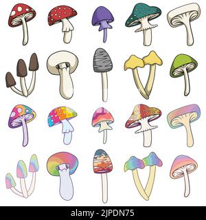Mushroom set collection vector illustration Stock Vector