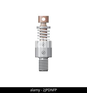 Damper vehicle detail isolated realistic icon. Vector shock absorber, miniature oil filled coilover component of scale car. Hydraulic cylinder, pneumatic car or motorcycle metal spare part with screw Stock Vector