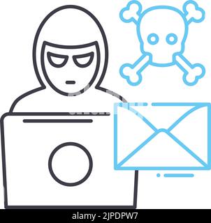 hacking line icon, outline symbol, vector illustration, concept sign Stock Vector