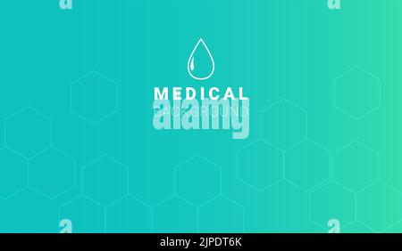 the inscription medical background and a droplet on an abstract background of hexagons Stock Vector