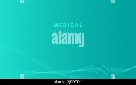 inscription medical background on a green abstract background with waves Stock Vector