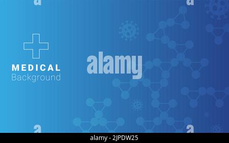 the inscription medical background and a cross on the background of compounds of molecules and viruses Stock Vector