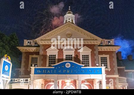Night view of the Hall of Presidents building. Stock Photo