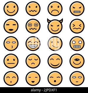 Collection emoticon expression vector illustration Stock Vector