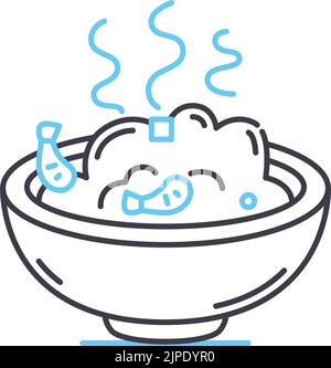 shrimp fried rice line icon, outline symbol, vector illustration, concept sign Stock Vector