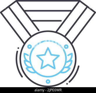 medal award line icon, outline symbol, vector illustration, concept sign Stock Vector