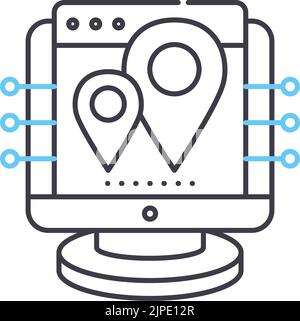 website map line icon, outline symbol, vector illustration, concept sign Stock Vector