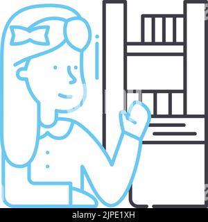 librarian line icon, outline symbol, vector illustration, concept sign Stock Vector