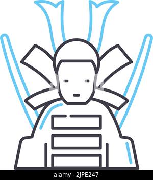 samurai line icon, outline symbol, vector illustration, concept sign Stock Vector