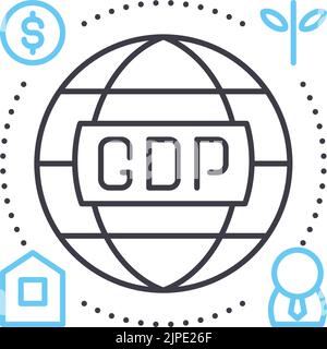 gross domestic product line icon, outline symbol, vector illustration, concept sign Stock Vector