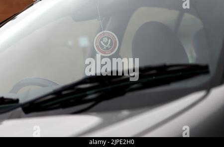 Sheffield, England, 17th August 2022.  A Sheffield United car hanger is seen before the Sky Bet Championship match at Bramall Lane, Sheffield. Picture credit should read: Darren Staples / Sportimage Credit: Sportimage/Alamy Live News Stock Photo