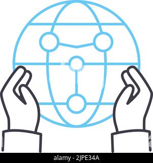 Save the world concept isolated line drawing, vector illustration ...