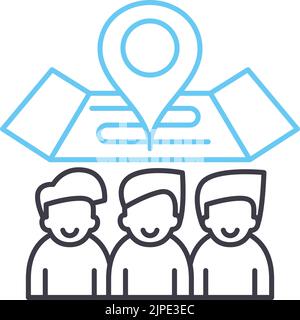 team dynamics line icon, outline symbol, vector illustration, concept sign Stock Vector