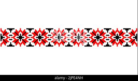 Cross Stitch Pixel Pattern. Ethnic abstract art. Seamless pattern in tribal, folk embroidery, style. Aztec geometric ornament print. Design for carpet Stock Vector