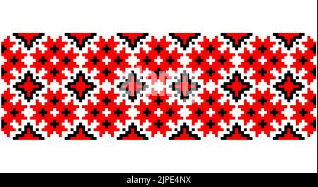 Cross Stitch Pixel Pattern. Ethnic abstract art. Seamless pattern in tribal, folk embroidery, style. Aztec geometric ornament print. Design for carpet Stock Vector