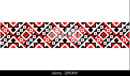 Cross Stitch Pixel Pattern. Ethnic abstract art. Seamless pattern in tribal, folk embroidery, style. Aztec geometric ornament print. Design for carpet Stock Vector