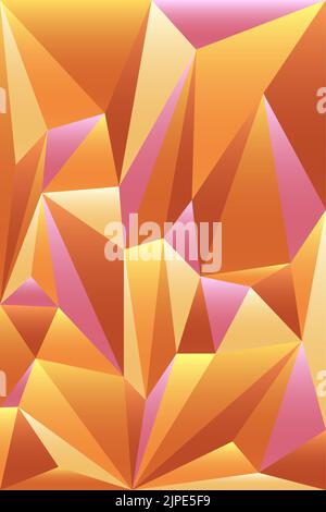 Abstract colorful polygonal geometric background in warm shades of orange and pink. Bright modern design in trendy autumn pastel tones. Stock Photo