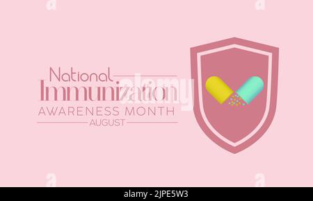 National Immunization Awareness Month calligraphic banner design on isolated background. Script lettering banner, poster, card concept idea. Health aw Stock Vector