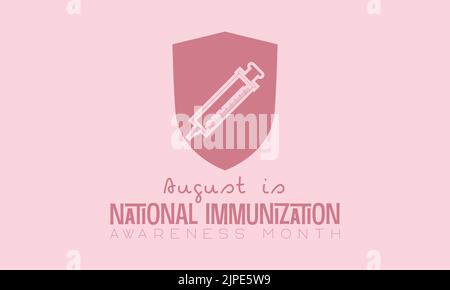 National Immunization Awareness Month calligraphic banner design on isolated background. Script lettering banner, poster, card concept idea. Health aw Stock Vector