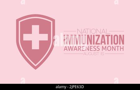National Immunization Awareness Month calligraphic banner design on isolated background. Script lettering banner, poster, card concept idea. Health aw Stock Vector