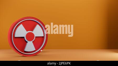 Warning sign about radiation, danger of radiation in 3D Stock Photo