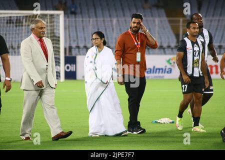 Kolkata, India. 16th Aug, 2022. West Bengal Chief Minister Mamata Banerjee inaugurated the 131st edition of Durand cup football 2022, the inaugural match played between Mohammedan SC and FC Goa, played at VYBK (Vivekananda Yuba Bharati Krirangan) stadium in Kolkata on, 16-08-2022. (Photo by Dipa Chakraborty/Pacific Press) Credit: Pacific Press Media Production Corp./Alamy Live News Stock Photo