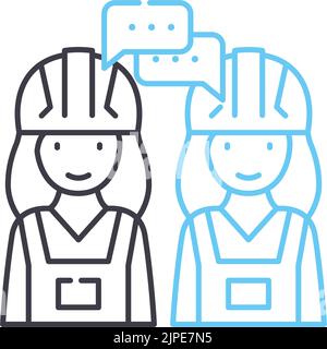 labor relation line icon, outline symbol, vector illustration, concept sign Stock Vector