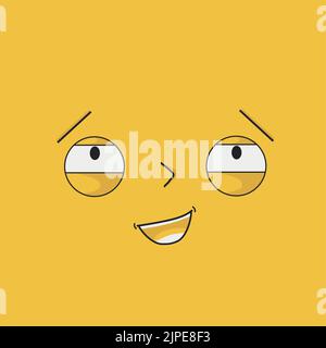 Pensive, sly face with expressive emotions - Vector illustration Stock Vector