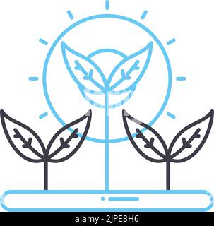 Plant, planting, seed and trees line vector icons. Sprout growing ...