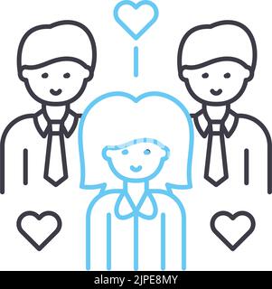 volunteers line icon, outline symbol, vector illustration, concept sign Stock Vector