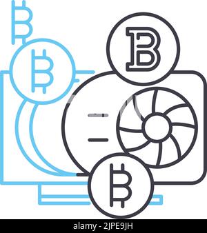 mining rig line icon, outline symbol, vector illustration, concept sign Stock Vector