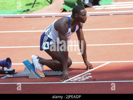 Munich, Allemagne. 16th Aug, 2022. Thomas Jordier of France during the Athletics, Men's 400m at the European Championships Munich 2022 on August 16, 2022 in Munich, Germany - Photo Laurent Lairys/DPPI Credit: DPPI Media/Alamy Live News Stock Photo