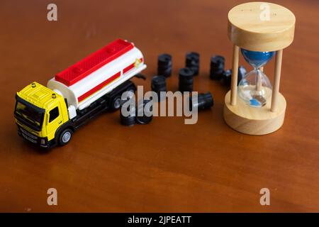 Toy car the truck with canister Stock Photo