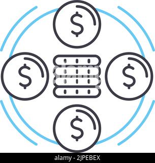 funding platform line icon, outline symbol, vector illustration, concept sign Stock Vector