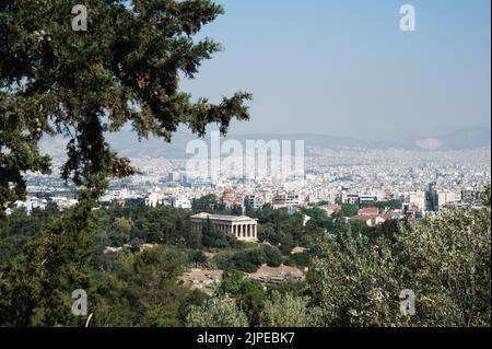 ATHENS, GREECE - MAY 14, 2022: view from the Acropolis to Athens. Panorama. Stock Photo