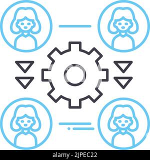 self organizing team line icon, outline symbol, vector illustration, concept sign Stock Vector