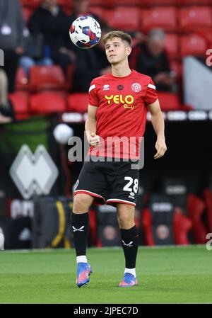 Sheffield, England, 17th August 2022.  James McAtee of Sheffield Utd warms up during the Sky Bet Championship match at Bramall Lane, Sheffield. Picture credit should read: Darren Staples / Sportimage Credit: Sportimage/Alamy Live News Stock Photo