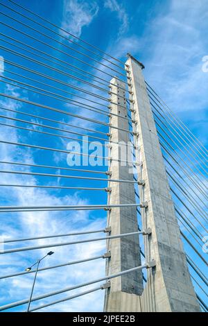 The tower of a cable-stayed bridge. Stock Photo