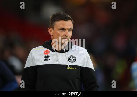 Sheffield, England, 17th August 2022.  Paul Heckingbottom manager of Sheffield Utd during the Sky Bet Championship match at Bramall Lane, Sheffield. Picture credit should read: Lexy Ilsley / Sportimage Credit: Sportimage/Alamy Live News Stock Photo