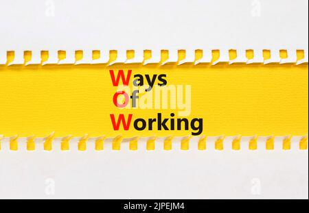 WOW ways of working symbol. Concept words WOW ways of working on yellow paper on a beautiful white background. Business and WOW ways of working concep Stock Photo