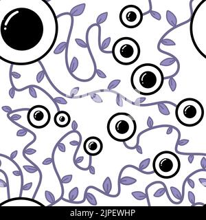 Halloween monsters aliens seamless eyes leaves pattern for wrapping paper and clothes kids print and accessories and notebooks and fabrics. High quali Stock Photo