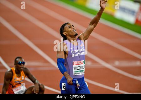 Munchen, Germany. 17th Aug, 2022. MUNCHEN, GERMANY - AUGUST 17: Alex Haydock-Wilson of Great Britain competing in Men's 400m Final at the European Championships Munich 2022 at the Olympiastadion on August 17, 2022 in Munchen, Germany (Photo by Andy Astfalck/BSR Agency) Credit: Orange Pics BV/Alamy Live News Stock Photo