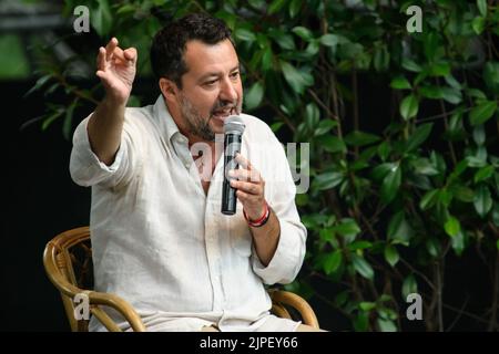 Marina Di Pietrasanta, Italy. 17th Aug, 2022  Meetings at the Caffe de La Versiliana, in the photo Matteo Salvini, leader of the Lega Credit: Stefano Dalle Luche/Alamy Live News Stock Photo