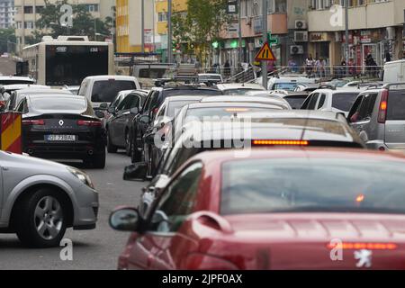 Bucharest, Romania - July 07, 2022: Construction site of the Doamna Ghica Overpass, which was supposed to be completed two years ago, and the difficul Stock Photo