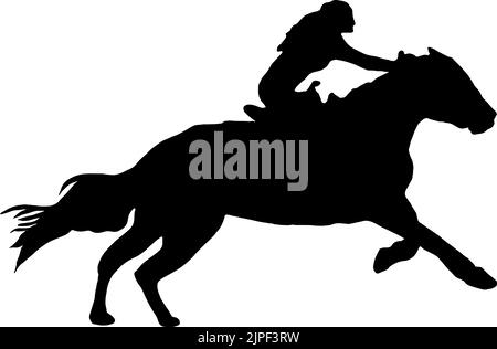 Silhouette of woman on horse galloping Stock Vector